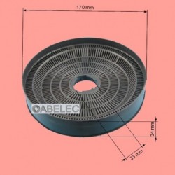 FILTRE HOTTE WHIRLPOOL  481281728938 - DIAM 170MM - 34MM - 482000032287 - 482000038105